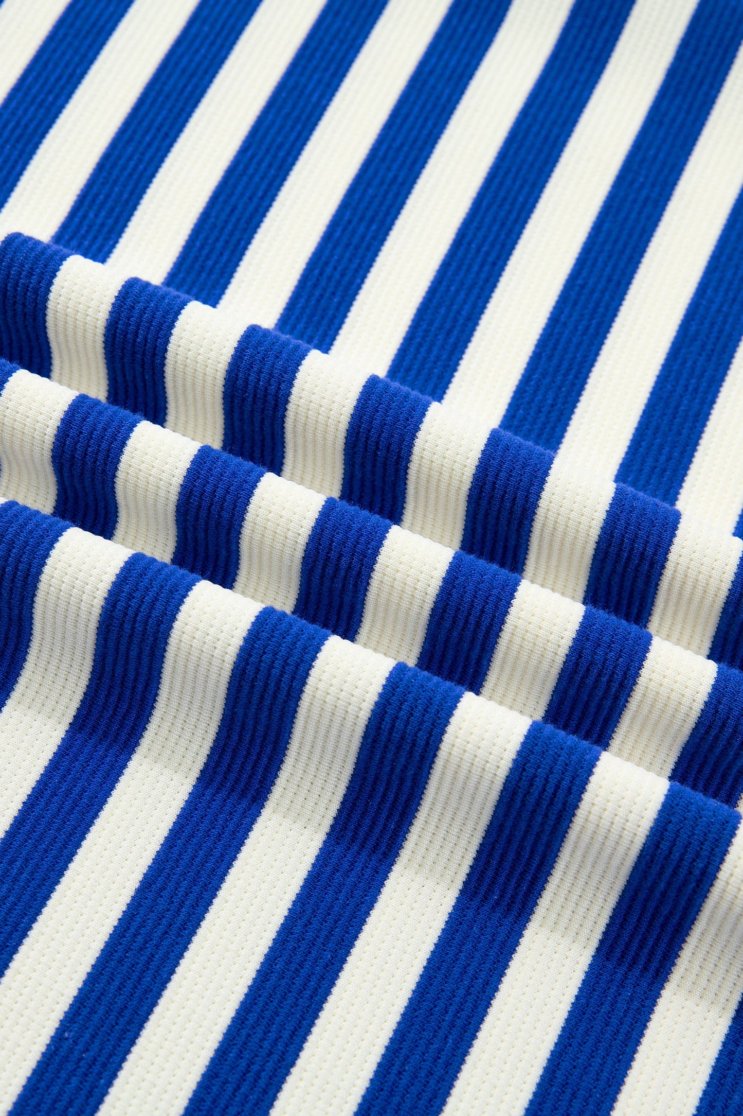 Stripe Contrast Trim Polo Collar Ruffle Sleeve Blouse