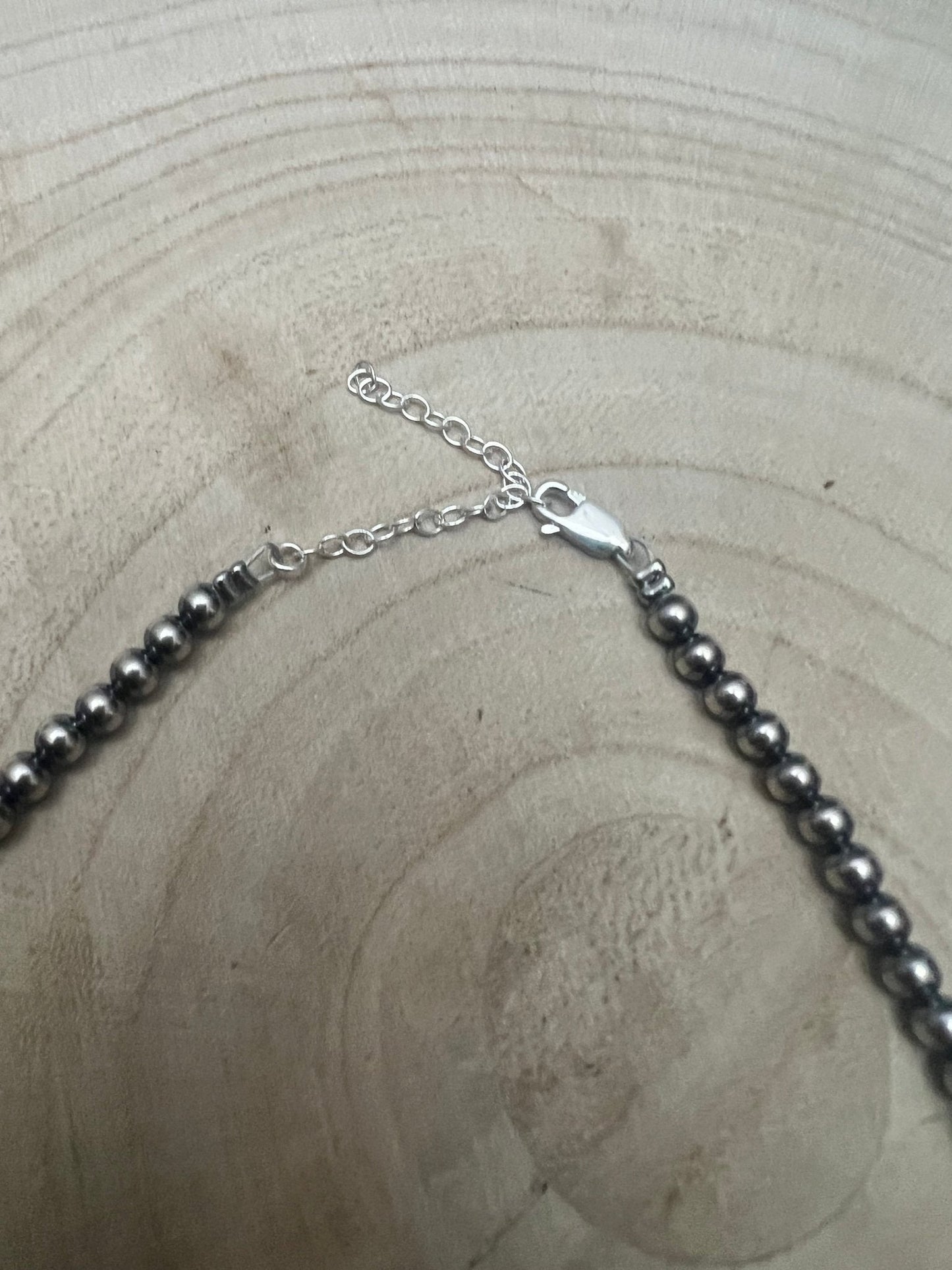 4mm & 5mm Sterling Pearl Turquoise Choker  - 15 inch