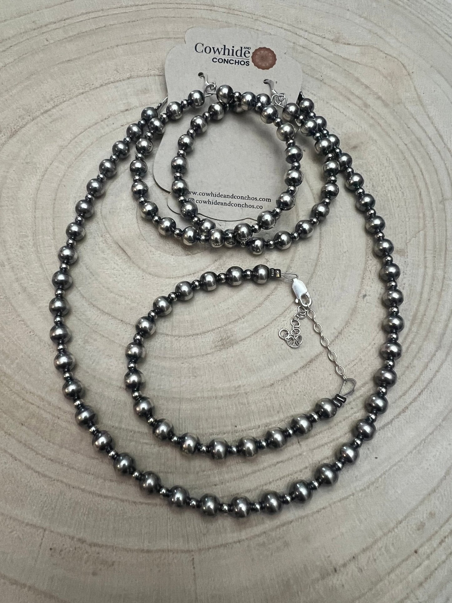 6mm and 3mm Sterling Silver Pearls choker necklace - 14 inch choker