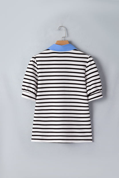 Lina Block Polo Collar Blouse