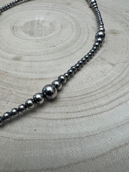 Lariat graduated sterling silver pearl necklace - 18 inch with 4 inch drop