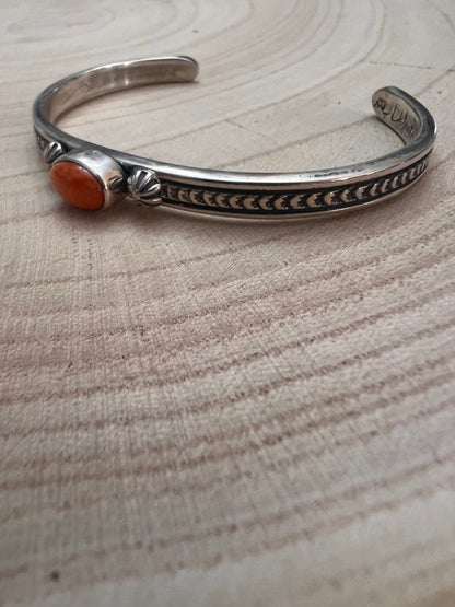 Sterling Silver & Spiny Oyster Bracelet by Jerome Delgarito