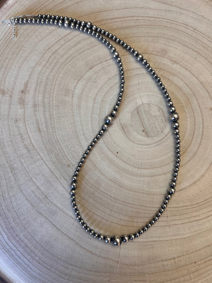 Graduated Sterling pearl necklace - 22 inch