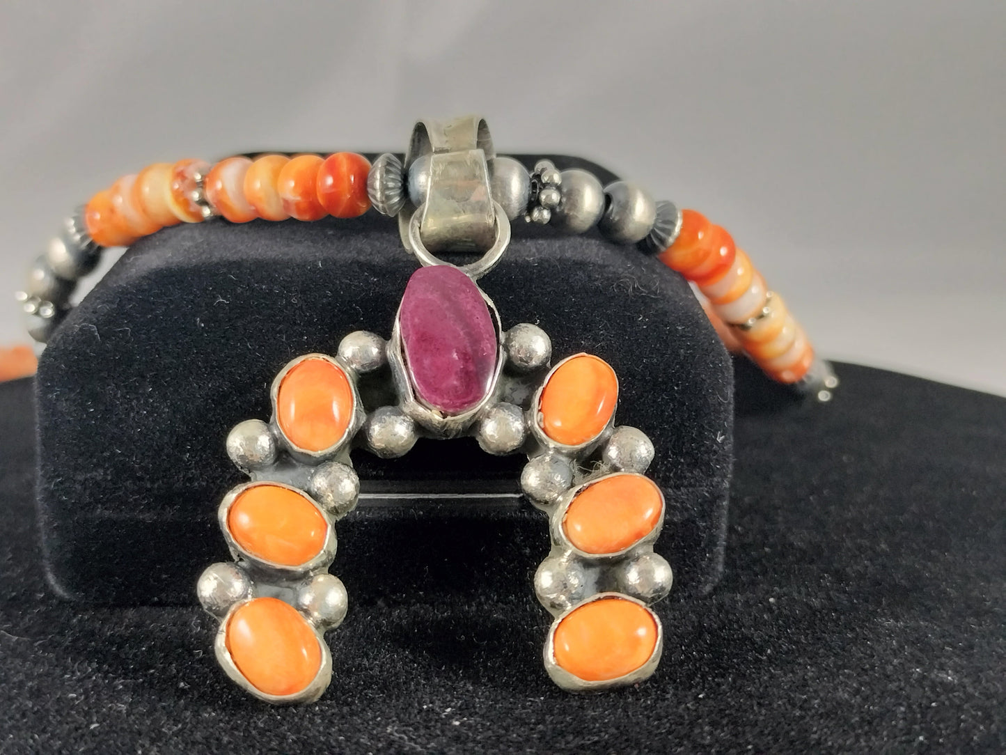 Silver Pearl Ranch - Navajo Spiny Oyster and Navajo Pearls with Naja Pendant