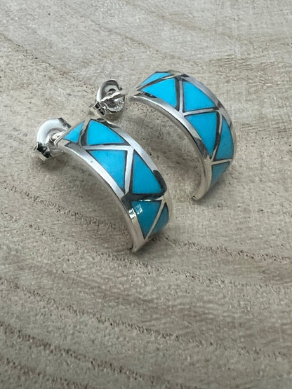 Charlene Sice Turquoise Inlay & Sterling Silver Earrings