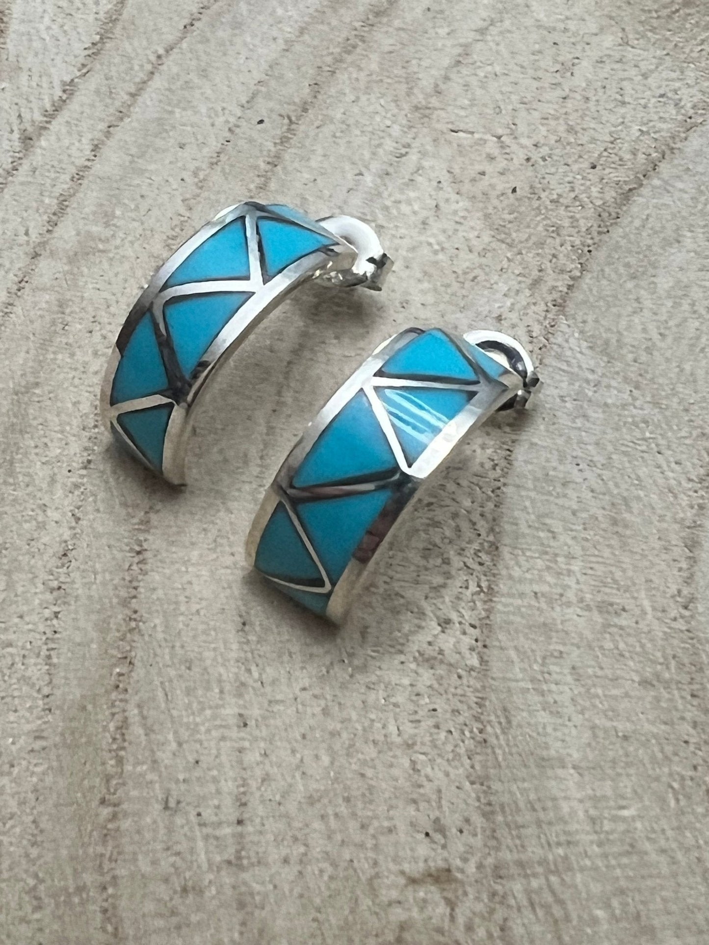 Charlene Sice Turquoise Inlay & Sterling Silver Earrings