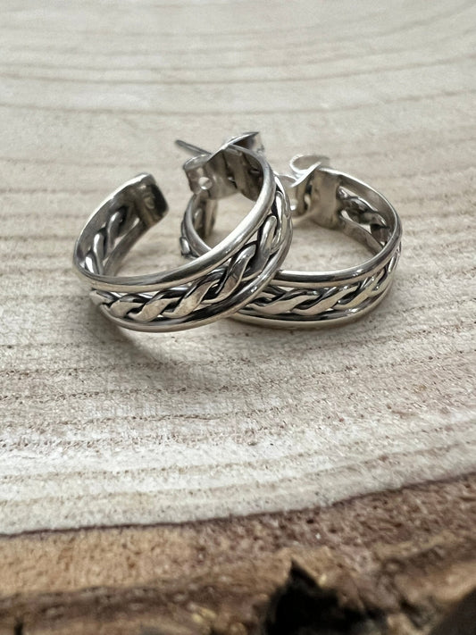 Elaine Tahe Sterling Silver Hoop Earrings