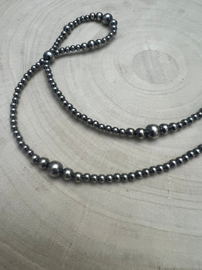 Graduated Sterling Silver Pearls Hoop necklace - 23 inch