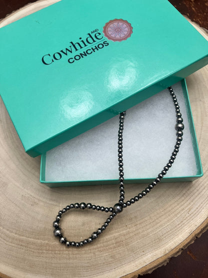 Graduated Sterling Silver Pearls Hoop necklace - 23 inch