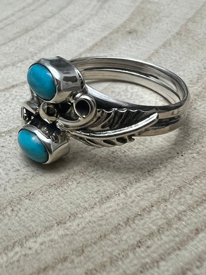 Harry Yazzie Navajo Handmade Kingman Turquoise Ring  - Size 7