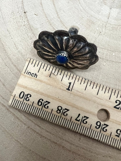 Joanee Silver Lapis Concho Adjustable Ring