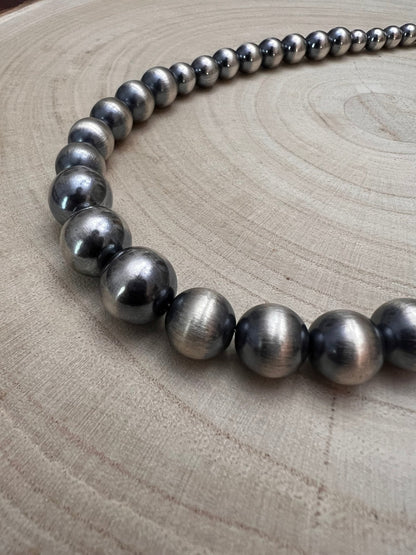 Large Graduated Sterling Silver Pearls Statement necklace - 20.5 inch