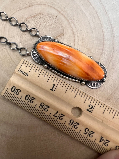Large Navajo Handmade Spiny Oyster Necklace by Tia Long - 18 inch