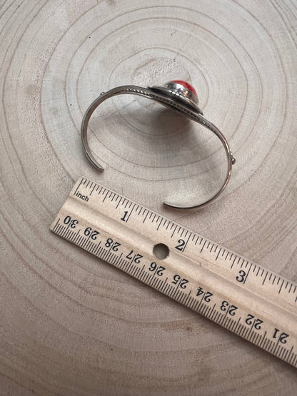 Navajo Handmade Spiny Oyster Bracelet by Dave Skeets