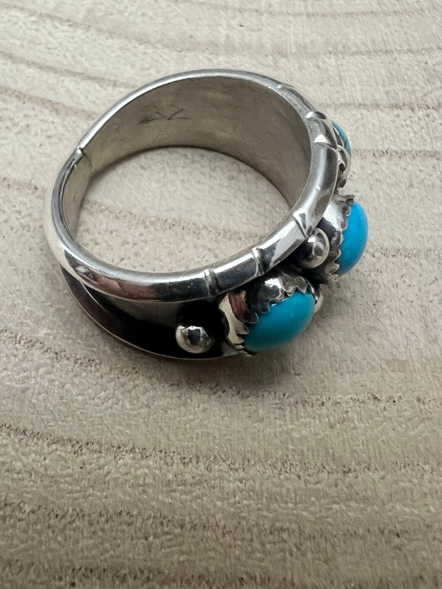 Reed Charley Navajo Handmade  Kingman Turquoise Ring