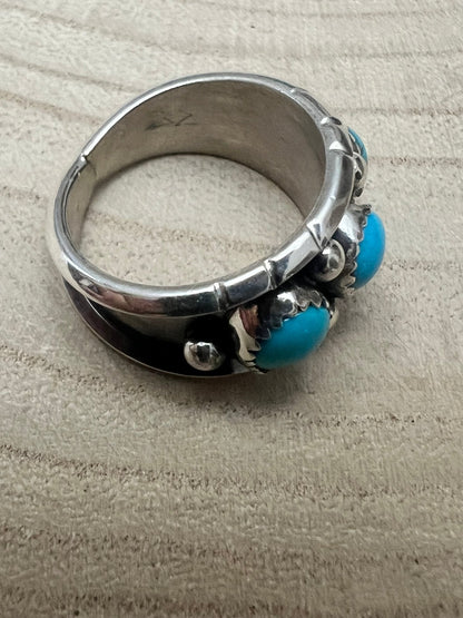 Reed Charley Navajo Handmade  Kingman Turquoise Ring
